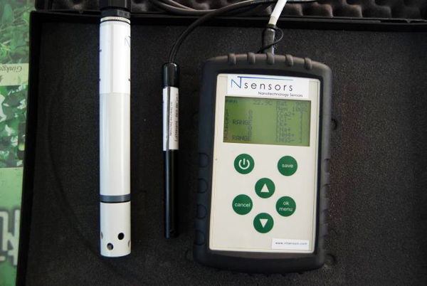 圖3、可攜式養液離子偵測儀，最多同時偵測6種離子