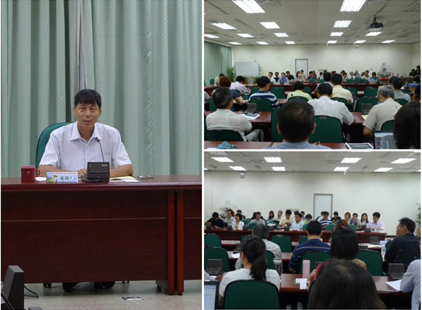 行政院農業委員會資訊中心潘國才主任（左）以及與會者經驗交流