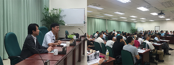 圖1、農委會資訊中心潘國才主任（左圖右一）、資策會張鴻程組長（左圖左一）以及與會者經驗交流