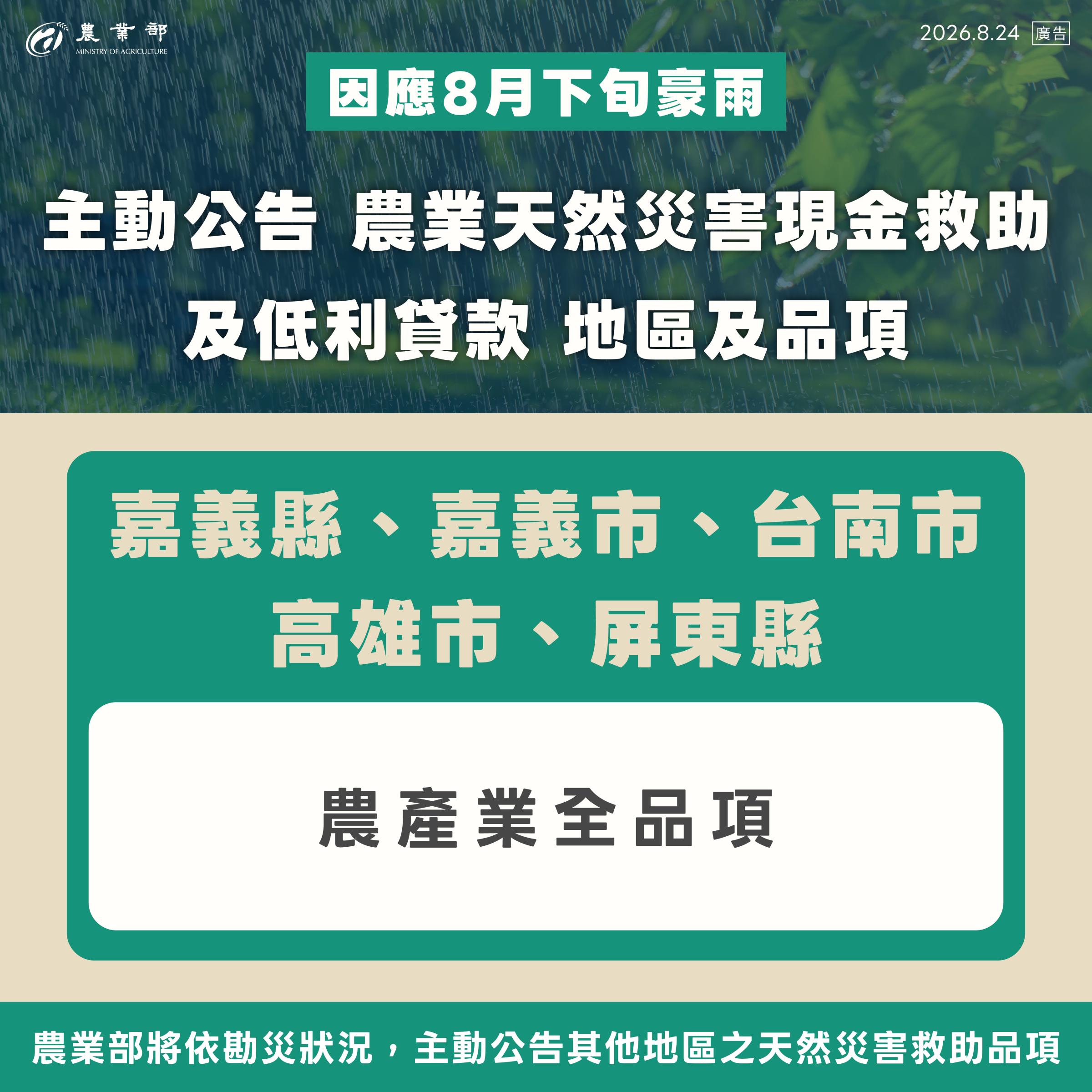 0824豪雨天然災害現金救助及低利貸款圖卡