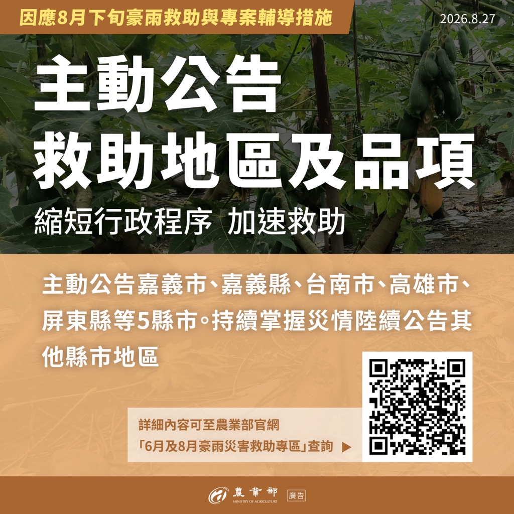 主動公告救助地區及品項