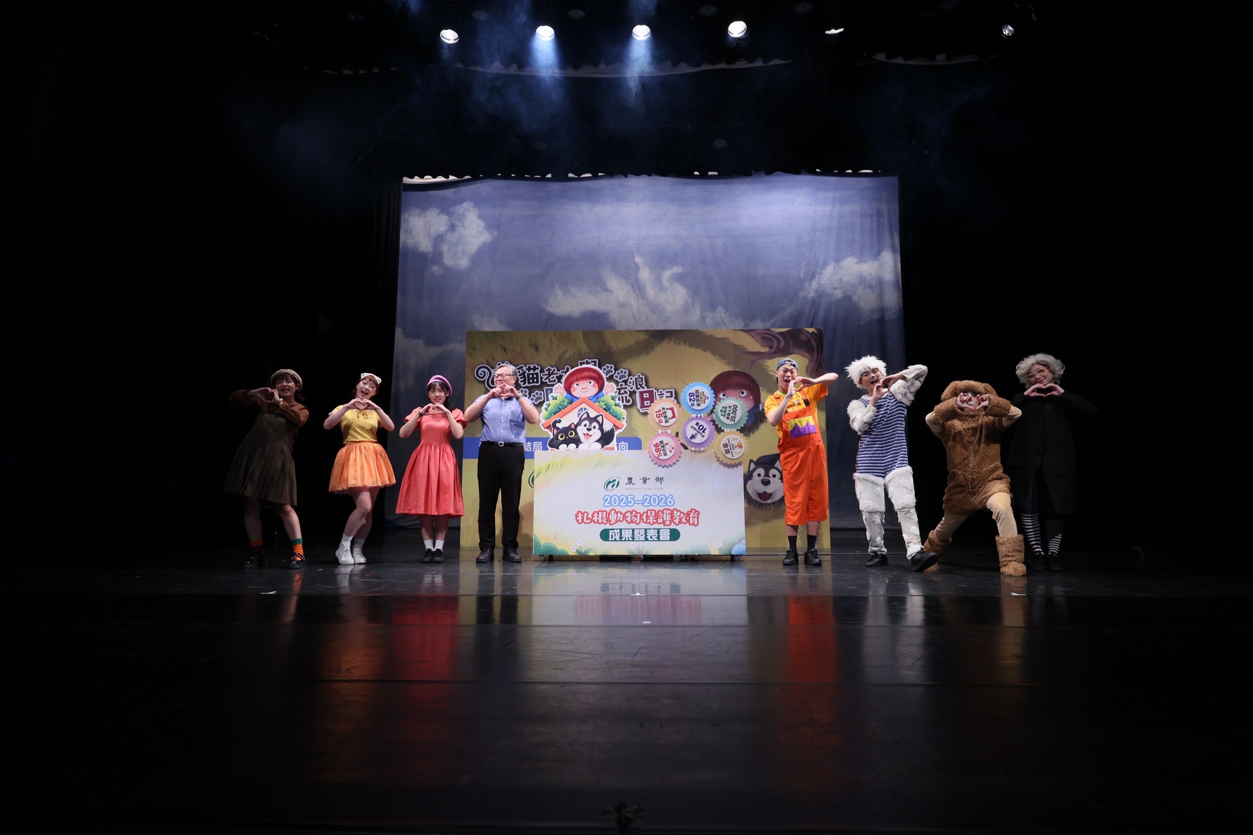 圖1.農業部攜手如果兒童劇團,透過大型親子劇場、校園巡演及Podcast等多元形式推動動物保護教育,讓動保觀念走進孩子日常生活。