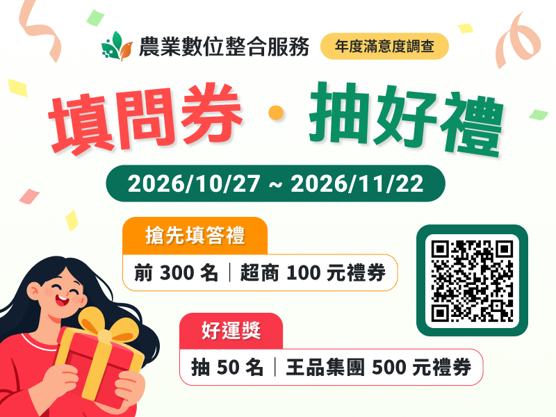 農業數位整合服務,填問卷,抽好禮
