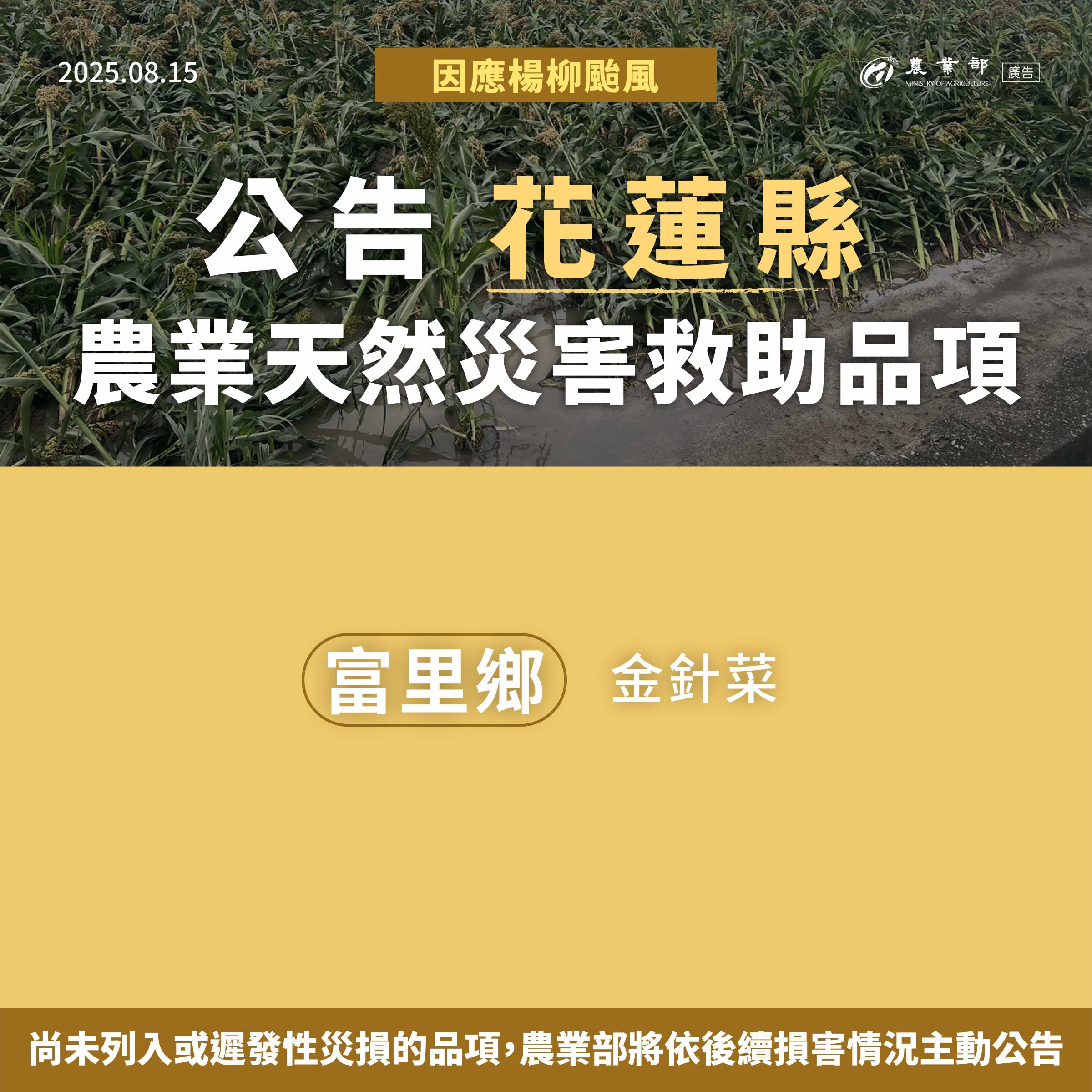 楊柳颱風農業天然災害救助-02花蓮縣