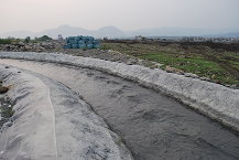 臨時灌溉溝水流滾滾，是新豐重生新希望