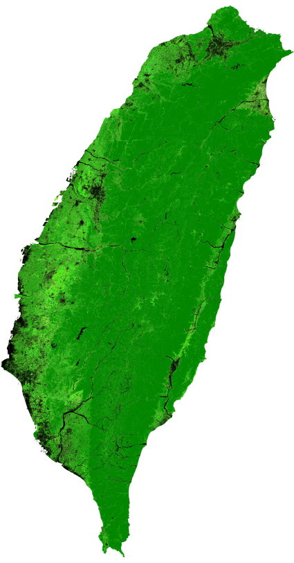 圖 2 2011 福衛二號全島綠覆蓋率套色影像 