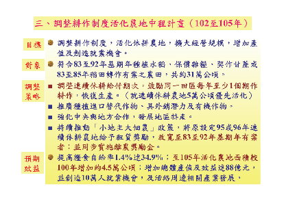 三調整耕作制度活化農地中程計劃