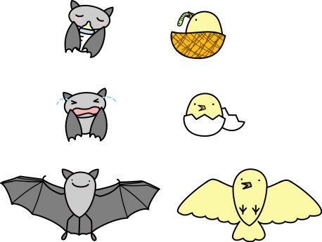 圖 1 蝙蝠與鳥的差異 