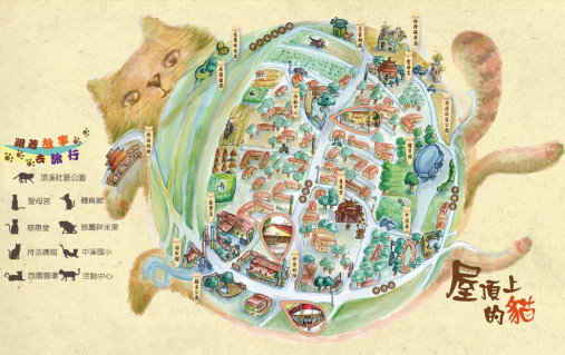 跟著小咪的足跡去冒險 －社區導覽地圖（虎尾科大曾偵綺繪） 