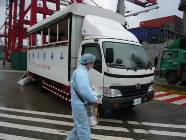 運送動物車輛消毒作業