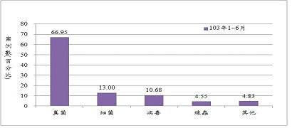  圖5 103年1～6月診斷服務區【病害類型】案例數統計
