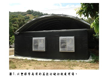 圖 1 　以塑膠布為頂的荔枝冷鏈初級處理場 
