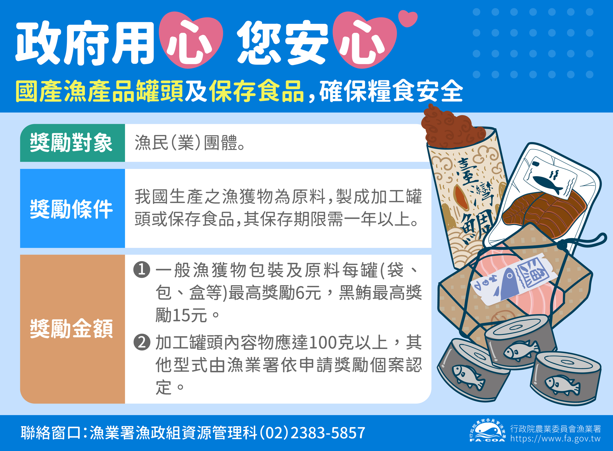 漁產品加工罐頭及保存食品生產獎勵圖卡