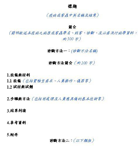 圖１　動植物疫病害蟲診斷鑑定作業流程撰稿格式